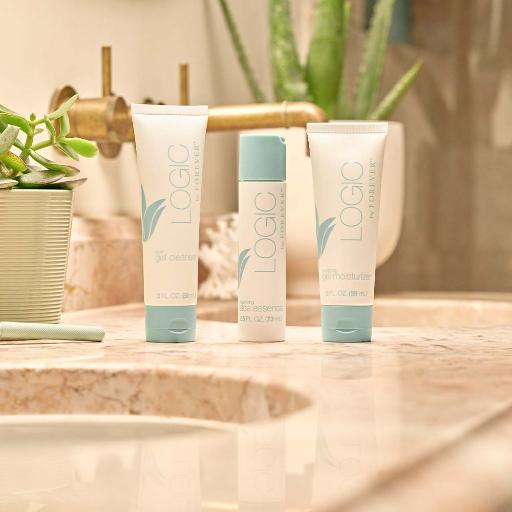 Logic skin care with aloe vera on sink